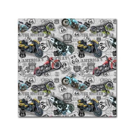Jean Plout 'Vintage Motorcycles On Route 66 12' Canvas Art,18x18